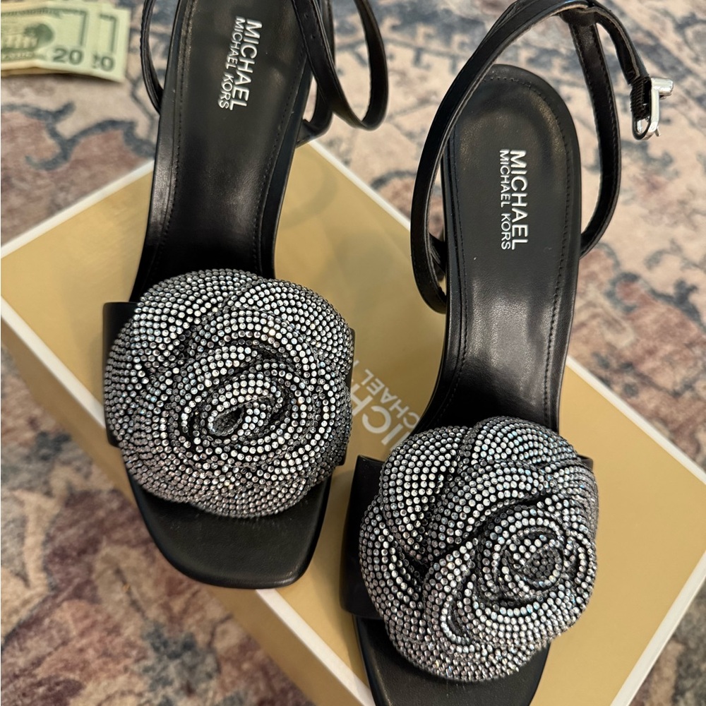 Michael Kors Black and Silver Embellished Heels
